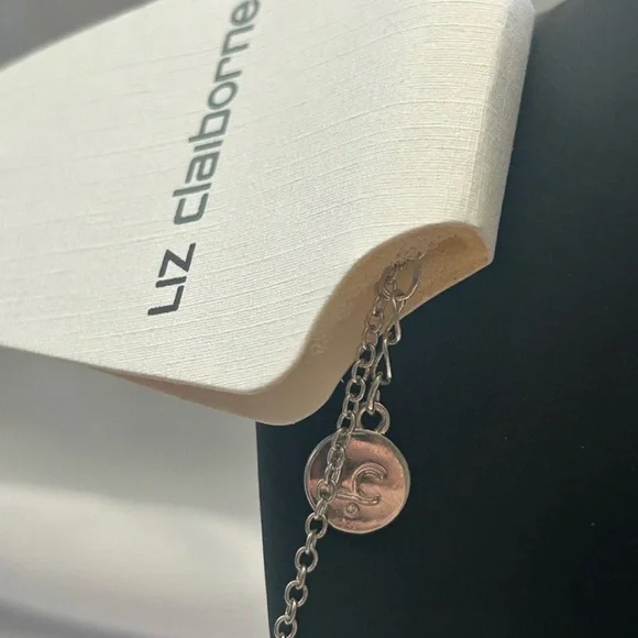 Liz Claiborne Silver Necklace with Blue and Green Floral Accents - Picture 3 of 3